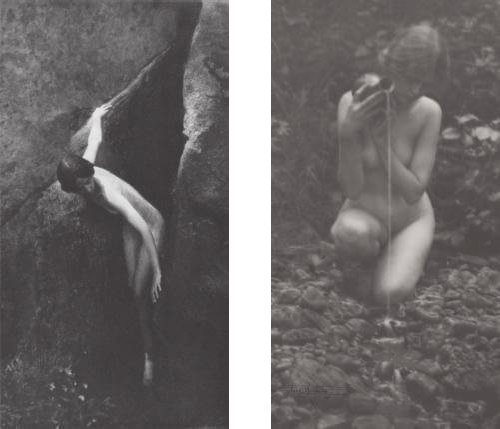 Left: Anne Brigman, The Cleft Rock , 1907 Right: Anne Brigman, The Source , 1905