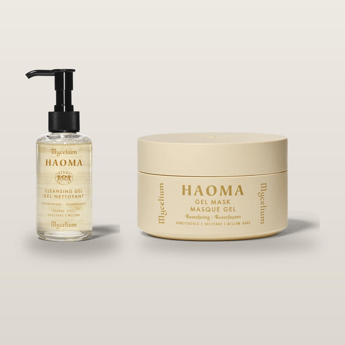 HAOMA Mycelium Glow Duo gift set: Cleansing Gel and Gel Mask