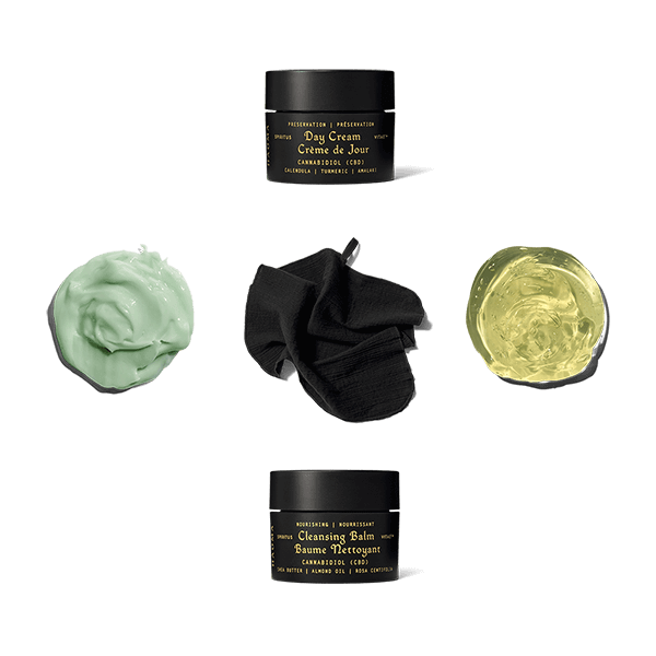 Rise and Shine Set - Travel Size Cleansing Balm, Travel Size Day Cream, Organic Wash Cloth